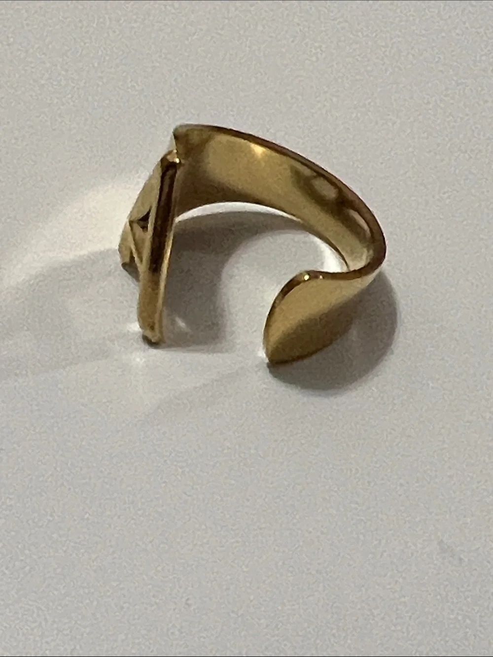 Plunder Gold tone Letter 'A' Statement Ring stainless steel